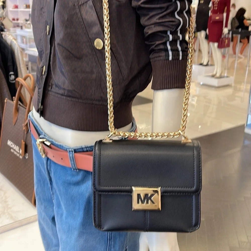 MICHAEL KORS SONIA SMALL SHOULDER XBODY BLACK COLOR